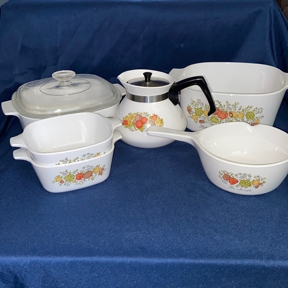 CORNING WARE Spice Of Life L'echalote La Marjolaine Sauge 7 Pc Piece Vintage VTG